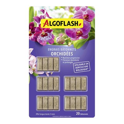ALGOFLASH - Bâtonnets d'Engrais Orchidées UAB Lot de 20