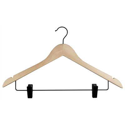 MONDEX - Cintre Galbé Combiné Pinces Bois Verni 44 cm