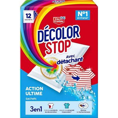 EAU ECARLATE - Décolor Stop Détachant 3 en 1 Lot de 12 Sachets
