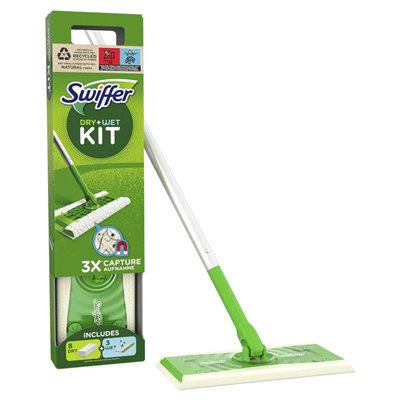 SWIFFER - Balai Attrape Poussière Kit 8+3 Recharges Lingettes