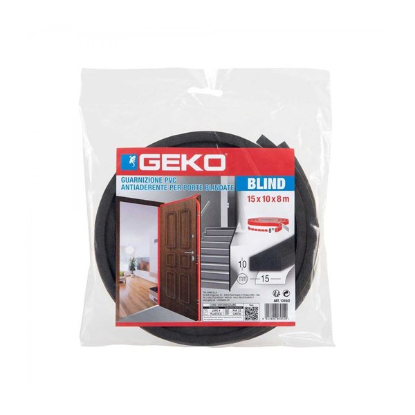 GEKO - Joint en PVC Pour Portes Blindées Noir 15 mm x 10 mm x 8 m