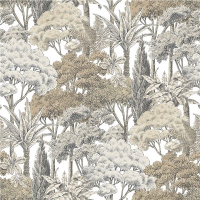 GRANDECO - A76301 - Papier Peint Vinyle Sur Intissé Motif Forêt Exotique Beige 10.05 x 0.53 m