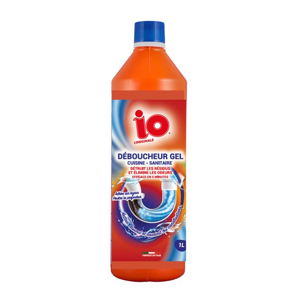 IO - Gel Déboucheur Cuisine Sanitaires 1L