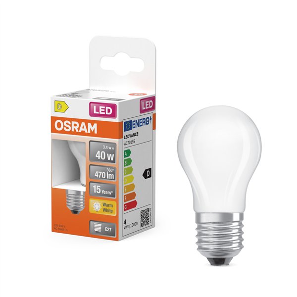 OSRAM - Ampoule LED Opaque Classic E27 3.4W 470 lm Blanc Chaud