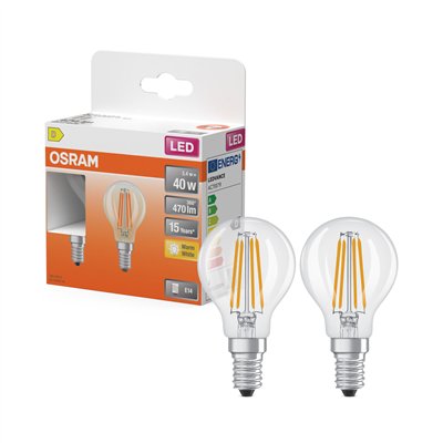 OSRAM - Ampoules LED Transparentes Classic E14 3.4W 470 lm Blanc Chaud Lot de 2