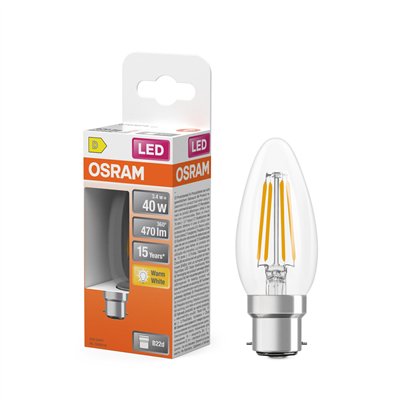 OSRAM - Ampoule LED Transparente Flamme B22d 3.4W 470 lm Blanc Chaud
