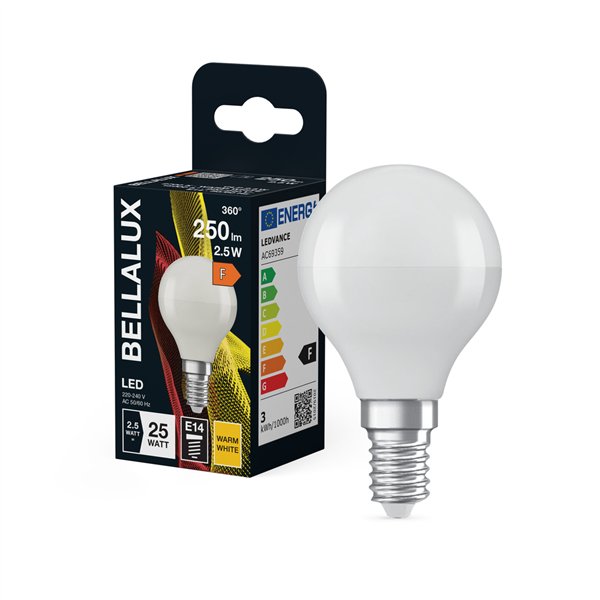 BELLALUX LED DEPOL SPHE E14 3.3W CHAUD (Vendu par 6)