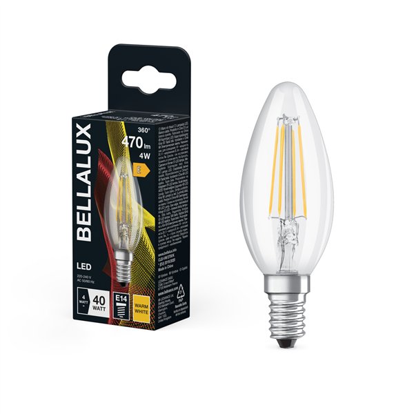 BELLALUX LED CLAIR FLAMME E14 4W CHAUD (Vendu par 6)