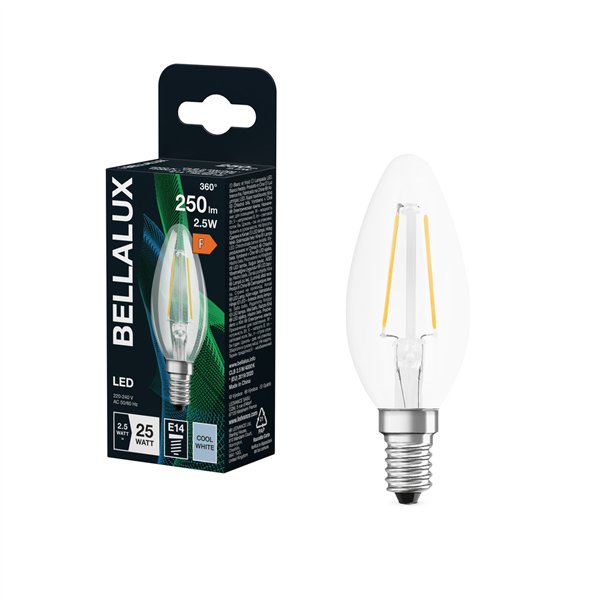 BELLALUX LED CLAIR FLAM E14 3.25W FROI (Vendu par 6)