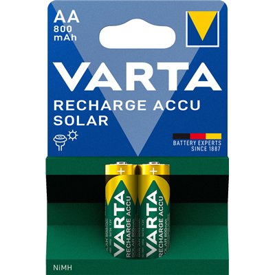VARTA Recharge Accu Solar AA Mignon Ni-Mh rechargeable battery, 2-pack, 800 mAh - rechargeable without memory effect