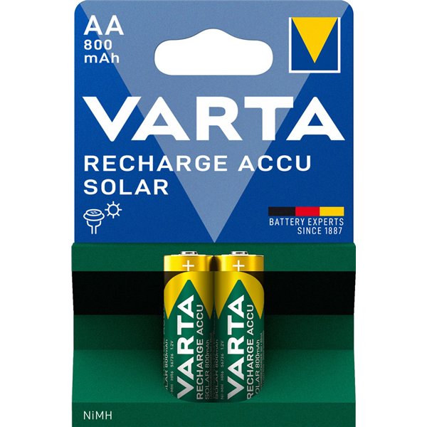 VARTA Recharge Accu Solar AA Mignon Ni-Mh rechargeable battery, 2-pack, 800 mAh - rechargeable without memory effect
