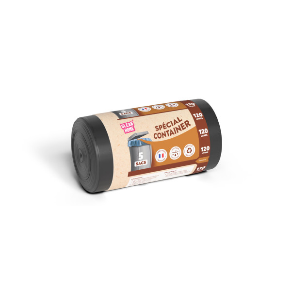 PUBLI EMBAL - Sacs Poubelle Clean Home Spécial Container Noirs - Rouleau de 5