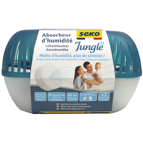 SEKO - Absorbeur d'Humidité XL Jungle + 2 Galets de 450 g Parfum Neutre