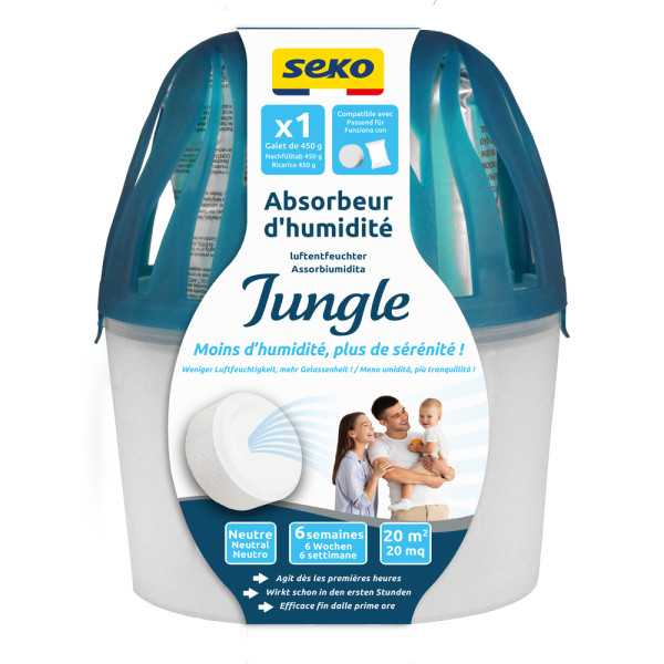 SEKO - Absorbeur d'Humidité Jungle + 1 Galet de 450 g Parfum Neutre