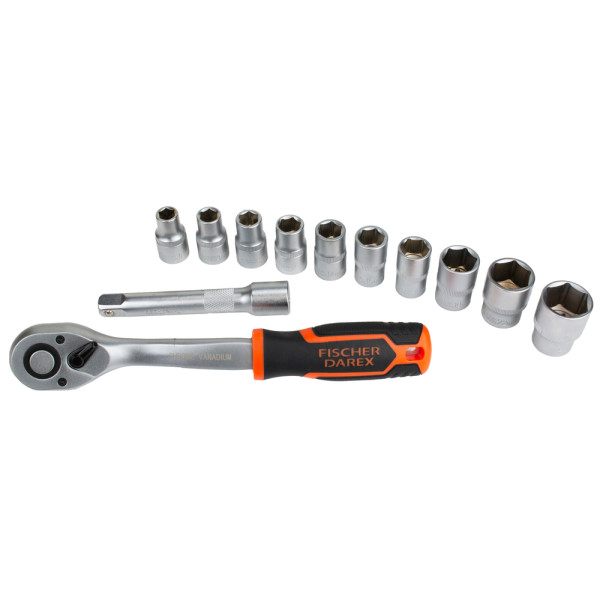 FISCHER DAREX - Coffret de 10 Douilles 1 / 2 avec Clé à Cliquet Réversible