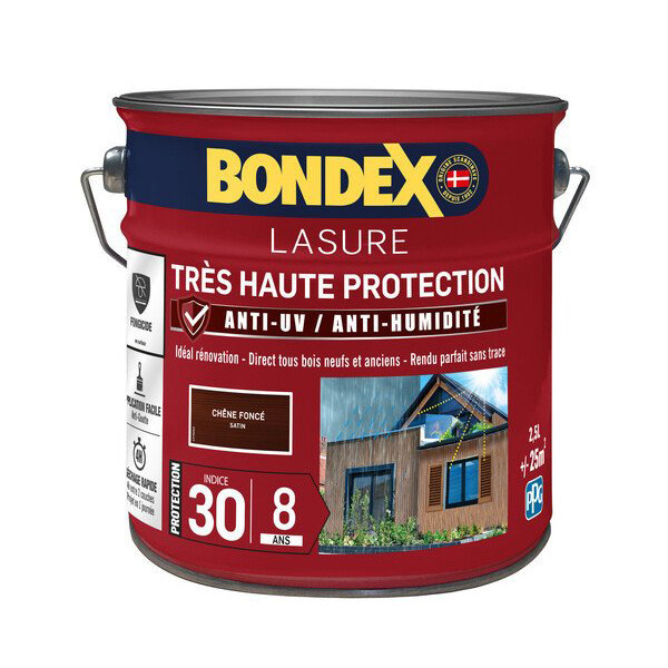 BONDEX - Lasure 8 ans Très Haute Protection Satiné Bidon 2.5L