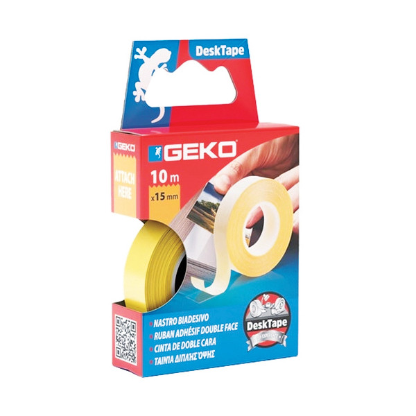 GEKO - Ruban Adhésif Double Face Transparent 15 mm x 10 m
