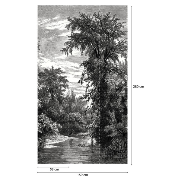 DECORAMA - 8116 - Papier Peint Panoramique Fontainebleau 3 Lés Noir Blanc