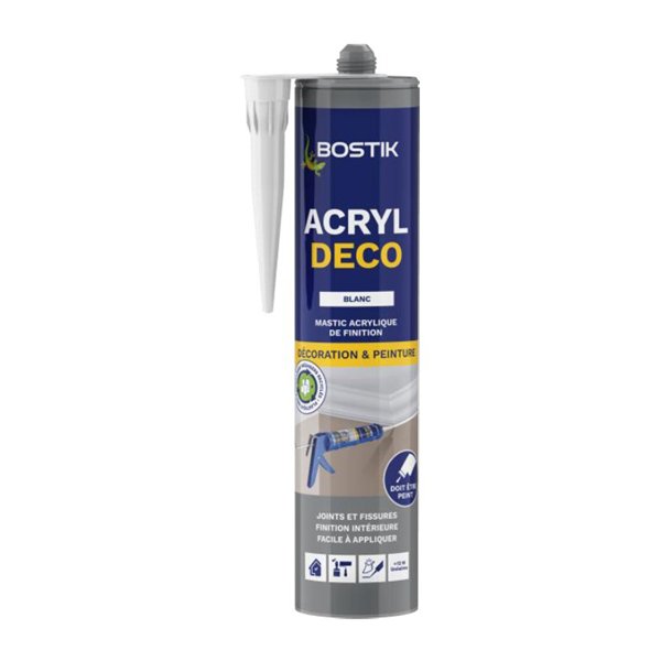 BOSTIK - Acryl Déco Mastic Acrylique de Finition Blanc 280 ml