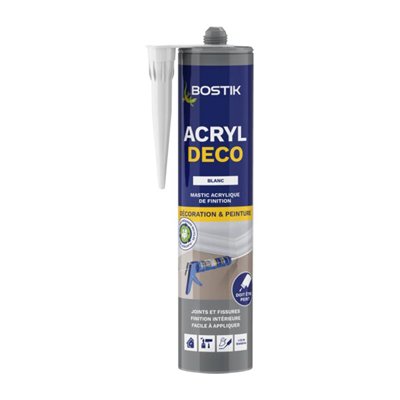 BOSTIK - Acryl Déco Mastic Acrylique de Finition Blanc 280 ml