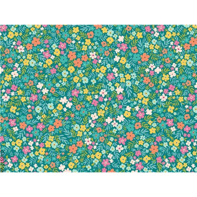 ACCESS DECO - Toile Cirée Déco Liberty Vert 140 cm x 20 m