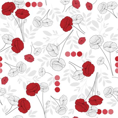 ACCESS DECO - Nappe Ronde Polyester Ø160 cm Poppies Blanc sur Cintre