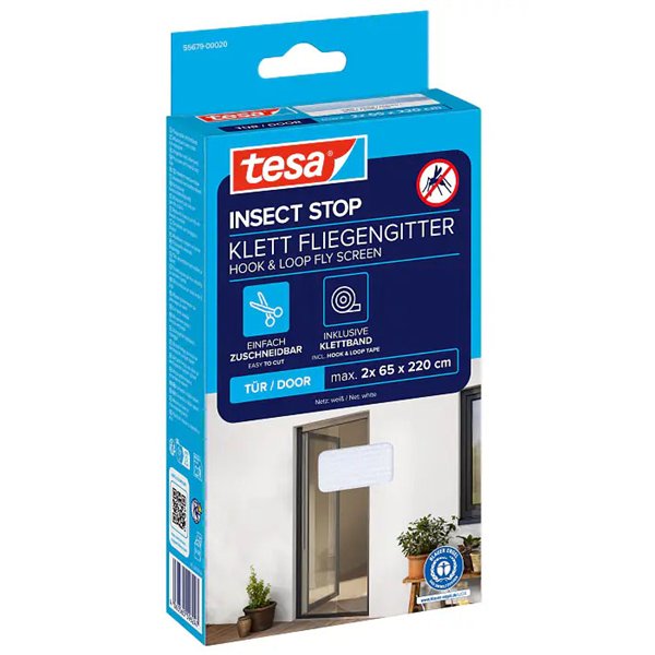 TESA - Moustiquaire de Porte à Velcro Insect Stop 2.20 m x 0.65 m x2