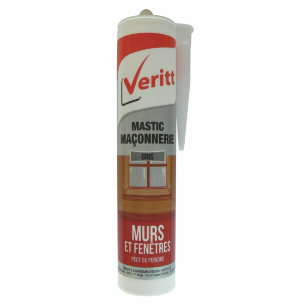 VERITT - Mastic Acrylique Murs et Fenêtres 280ml gris
