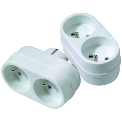 Multiprise Domino 2x 16A Blanche 2 pièces