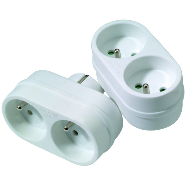 Multiprise Domino 2x 16A Blanche 2 pièces