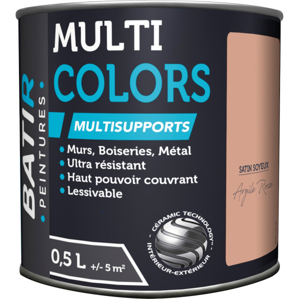 BATIR - BATIR Multicolors Peinture Multisupports Satin Soyeux 2.5L argile rose