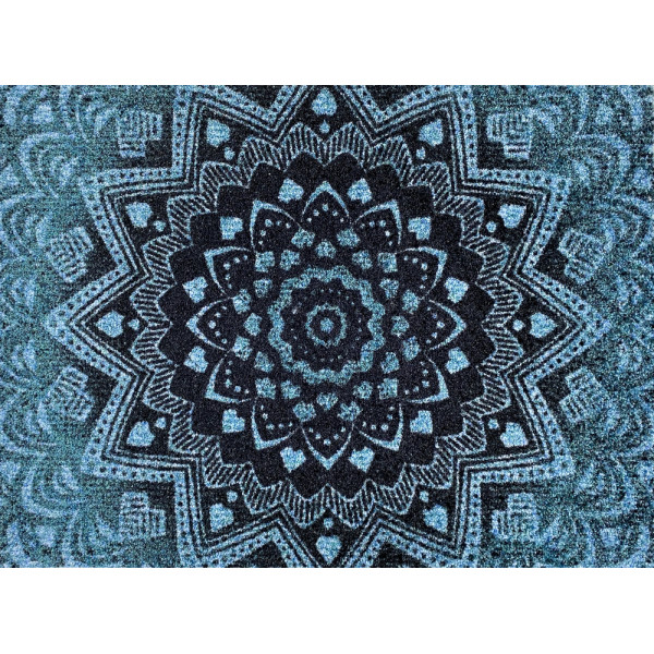 VICA - Tapis Création Mandala Wood Turquoise 50x70cm