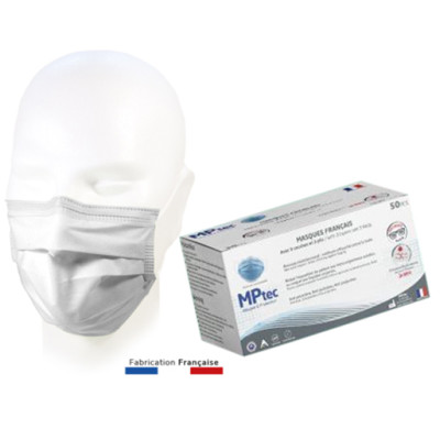 Masques Hygièniques Jetables Type IIR Boite de 50 Blancs