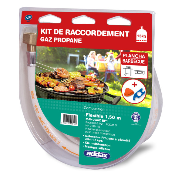 ADDAX - Kit Propane de Raccordement Pour Barbecue et Plancha 1m50