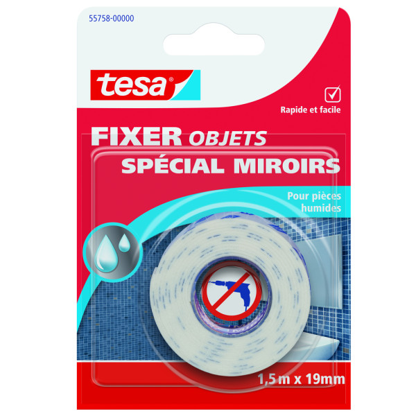TESA - Fixer Objets - Double Face Miroir 19mmx1.5m