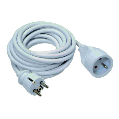 Rallonge 3G1,5mm² PVC 5m Blanc Shrink