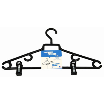 Cintre Plastique Noir à Pinces Réglables