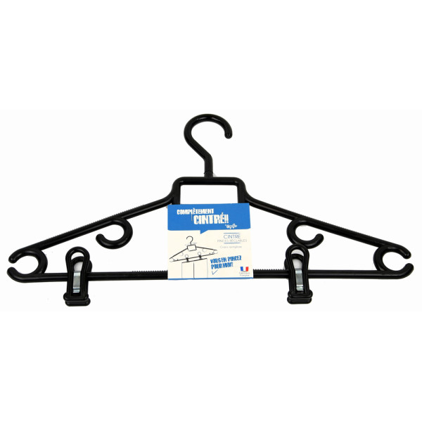 COPEFA - Cintre Plastique Noir à Pinces Réglables