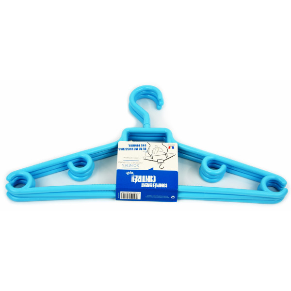COPEFA - Cintres Plastique Bleu Crochets Tournants Lot de 3