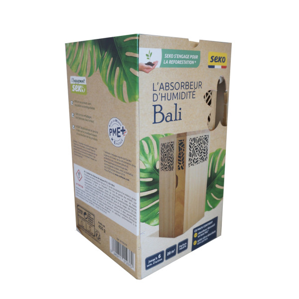 SEKO - Absorbeur d'Humidité Bali + 1 Recharge Galet Percé de 450g
