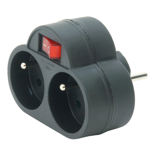 PROFILE - Multiprise 2x16A Noire Avec Interrupteur