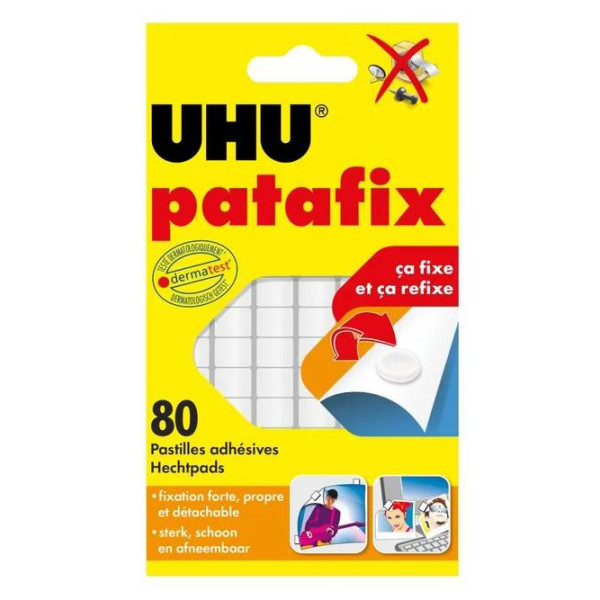 UHU - Patafix Pastilles Adhésives Blanches Repositionnables x80