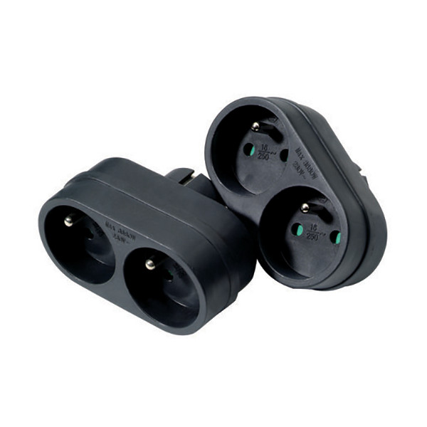 PROFILE - Multiprise 2x16A Noire Lot de 2