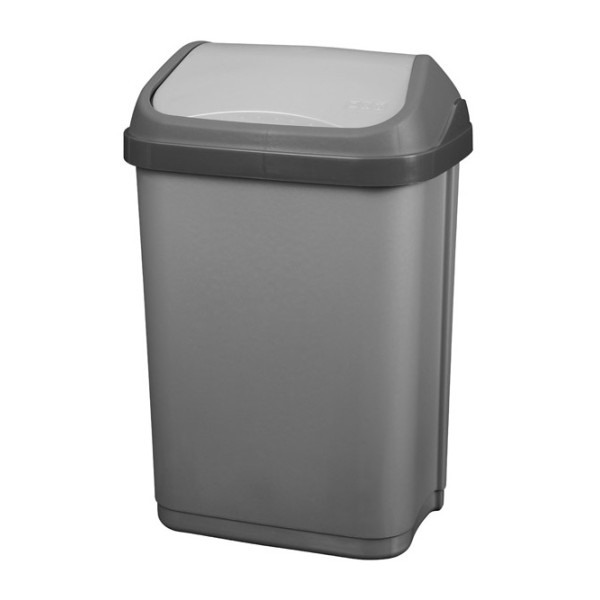 ALUMINIUM ET PLASTIQUES - Poubelle Couvercle Basculant Gris Silver 10L