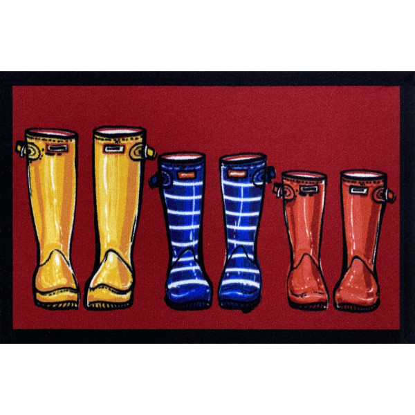 VICA - Tapis Entry Family Boots Red 40x60cm