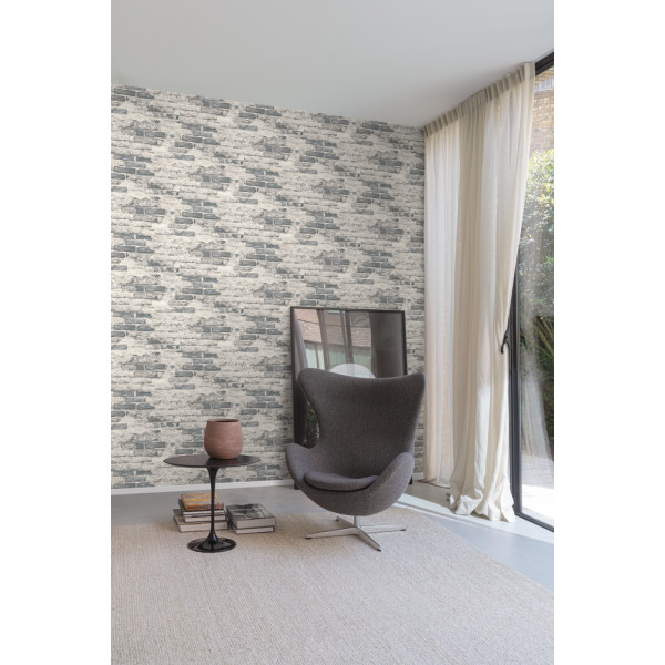 A58102 Vinyle Grainé sur Intissé Brique All Over Bleu