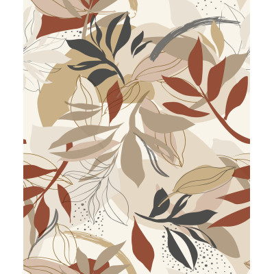 182401 Vinyle Grainé sur Intissé Motif Feuille Aldéa Brique