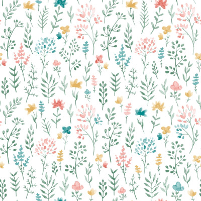 M62004 Intissé sur Papier Motif Liberty Vert/Jaune