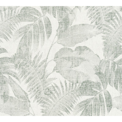 373964 Papier Peint Expansé sur Intissé Palmes Cosy Vert Fond Blanc