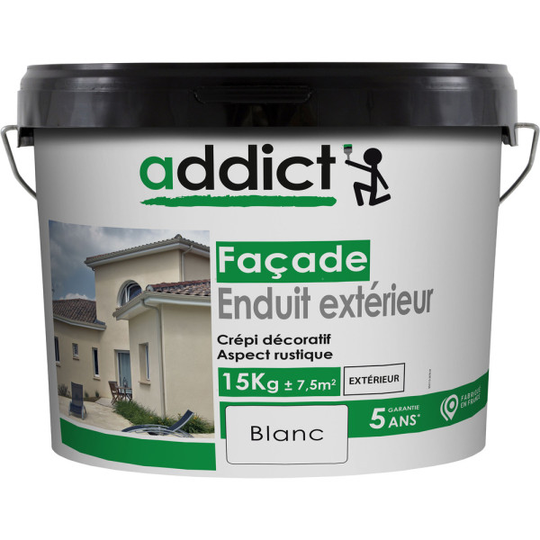 ADDICT - Enduit Extérieur Aspect Crépi Blanc 15KG